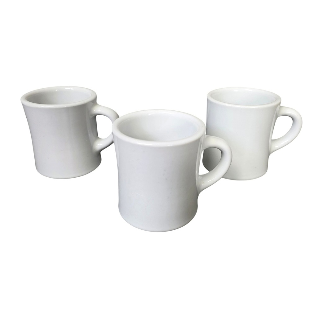 Rego Fine Porcelain Diner Coffee Mug‎ Set of 3 White FAIR Heavy Duty Timeless